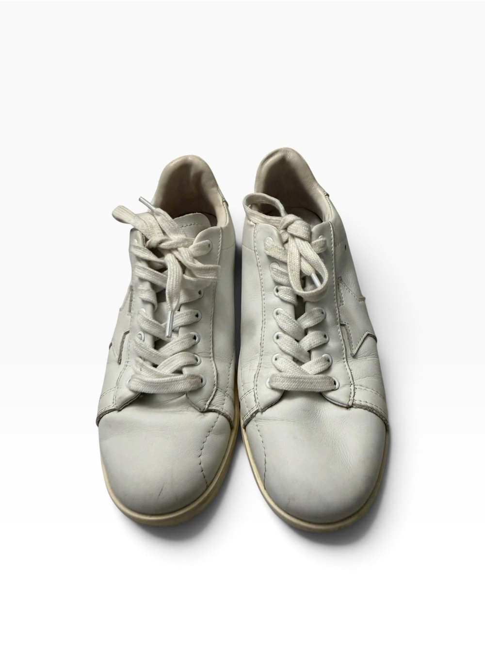 Golden Goose women White Leather Sneakers, pre-owned,SZ 7.5